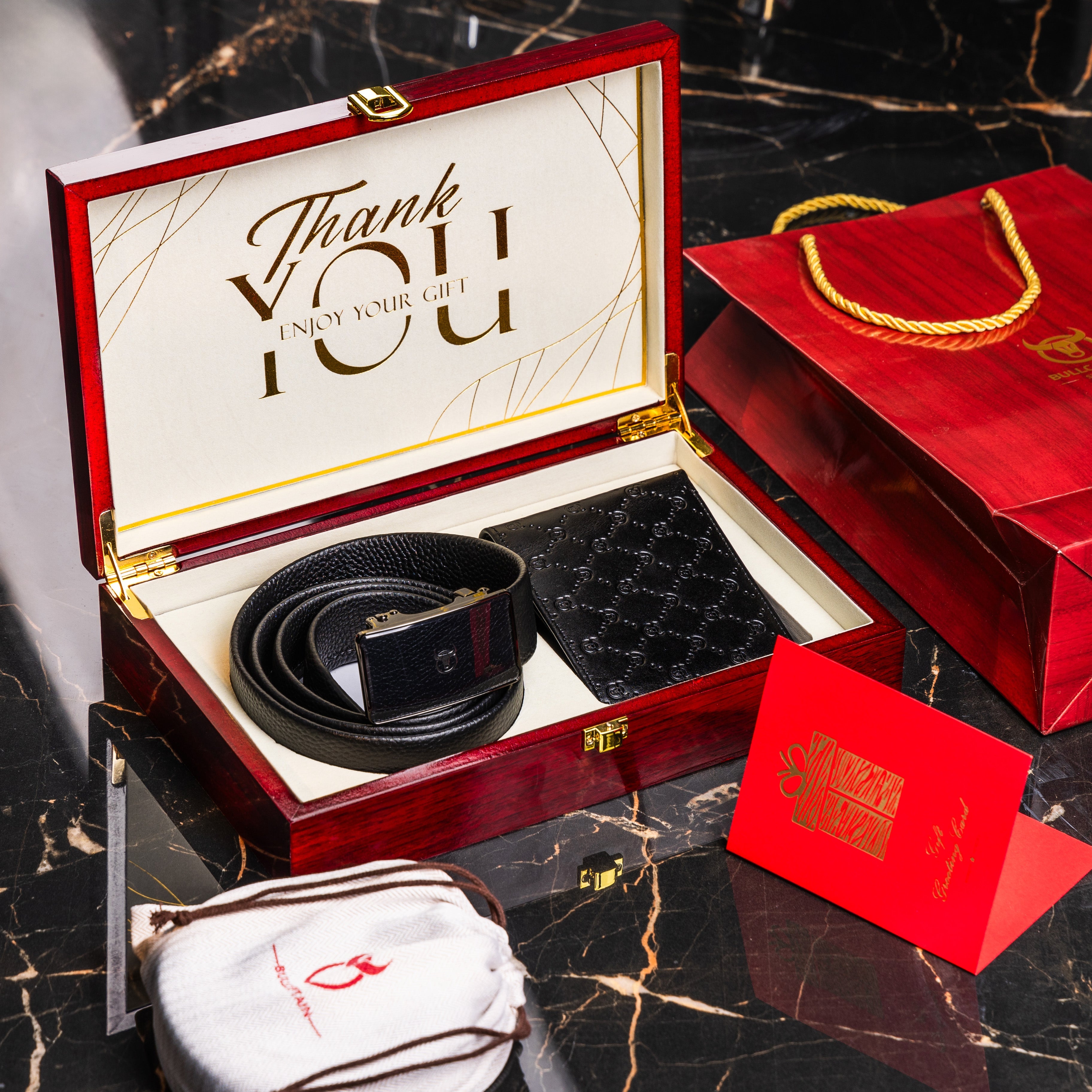 Coffret cadeau portefeuille CP011 et ceinture CC05 - Bullcaptain