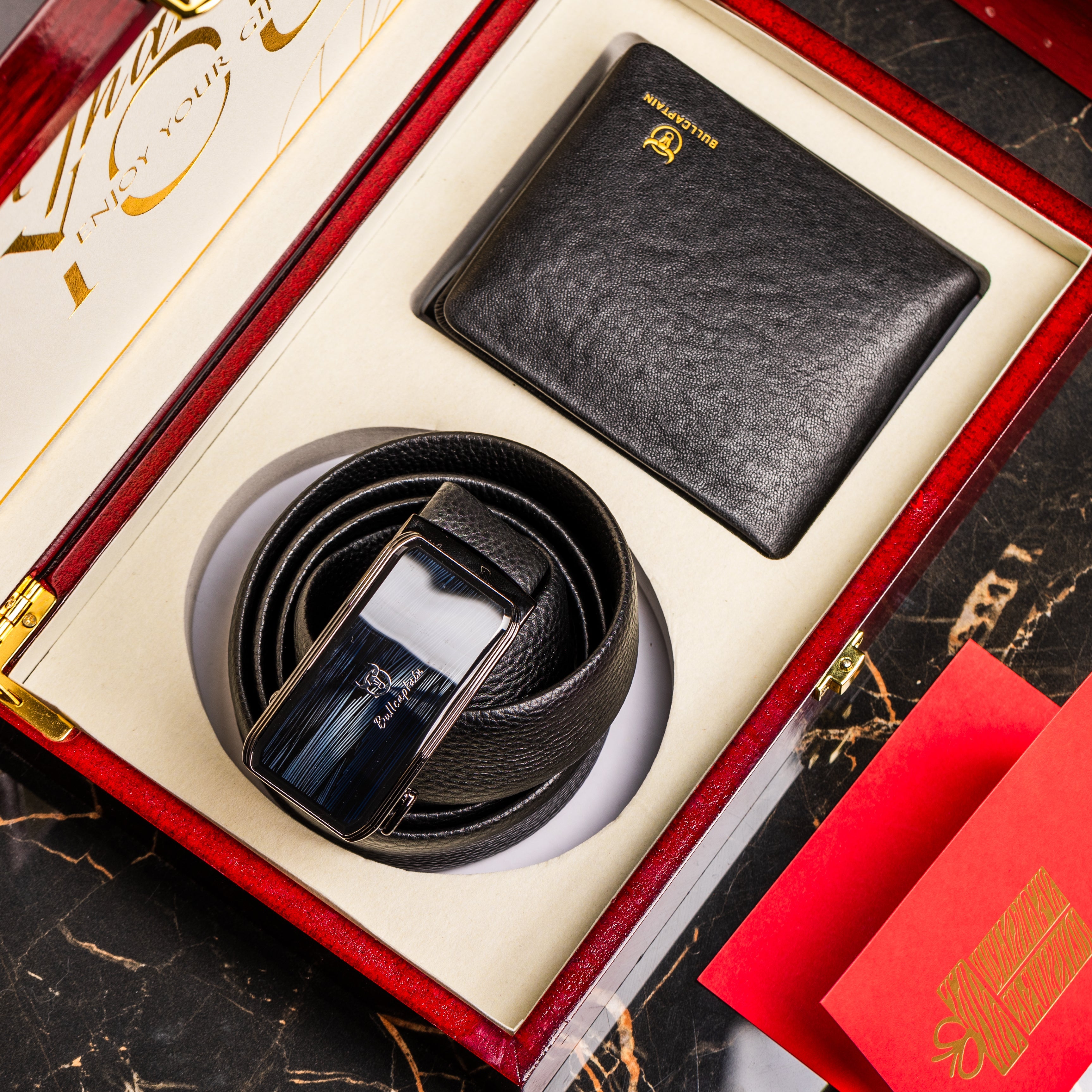 Coffret cadeau portefeuille CP013 et ceinture CC07 - Bullcaptain